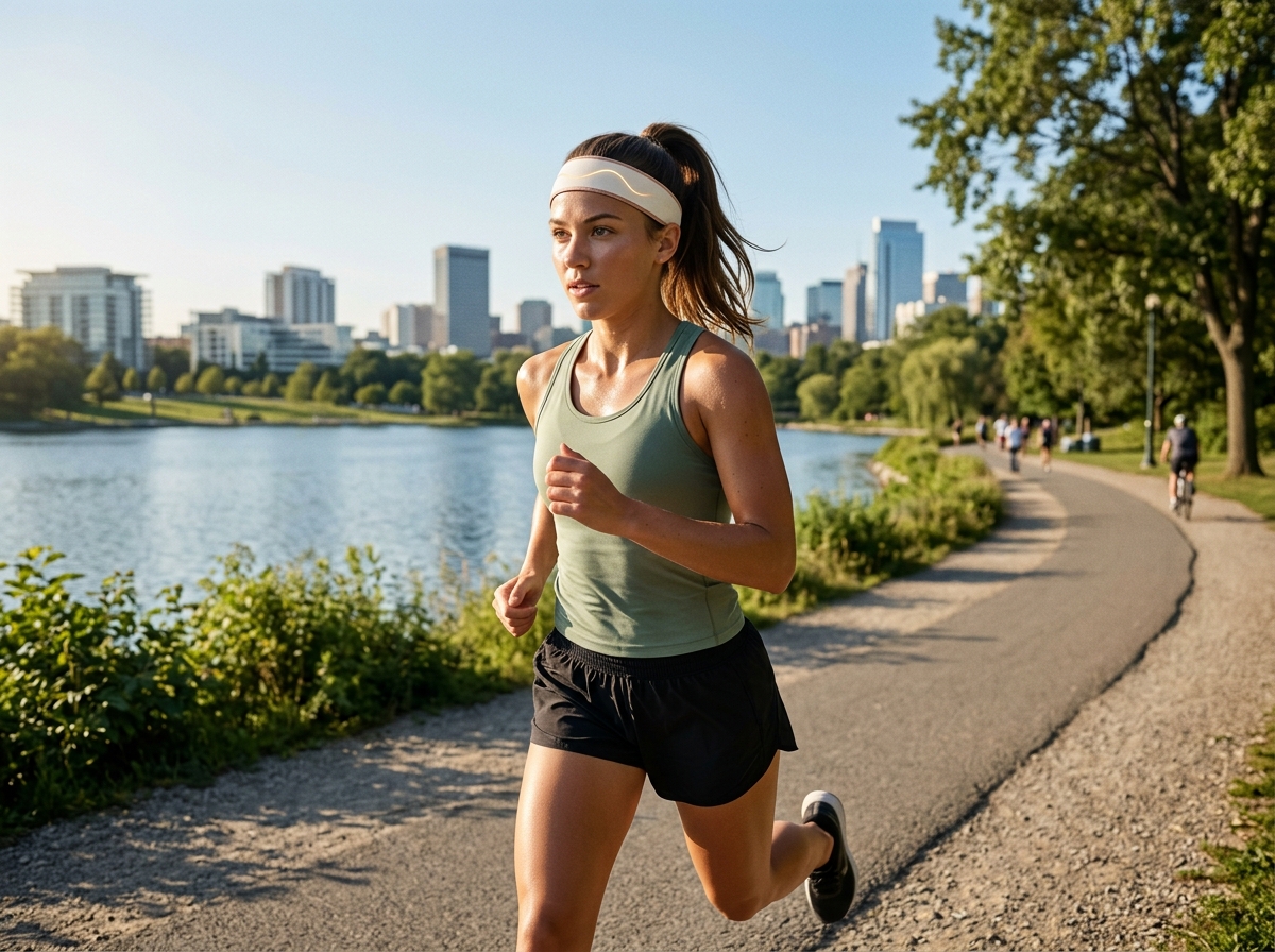 Athlete Running Outdoors with NoBrainer Headband